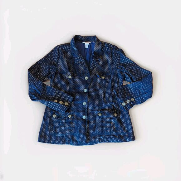 Sundance Jacket Womens Medium Blue Gold Corduroy Pockets Casual Boho Blazer - Picture 1 of 7